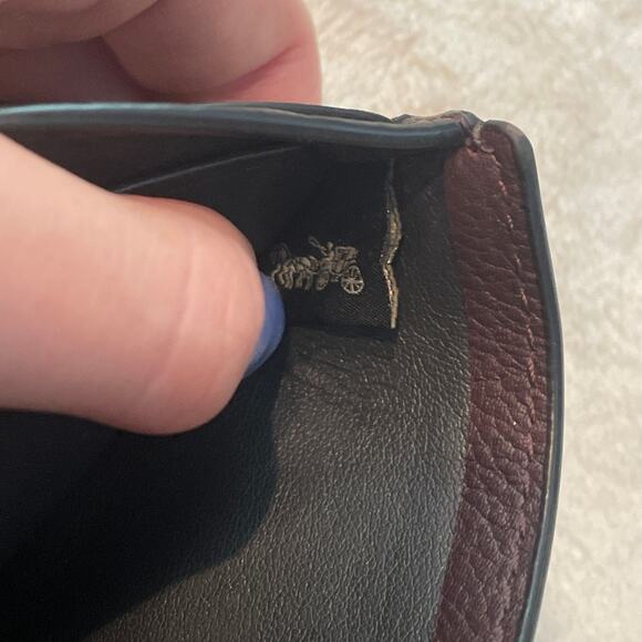 COACH F21371 Men's 3-In-1 Wallet with Baseball Stitch One Size Oxblood/Black - Picture 7 of 9